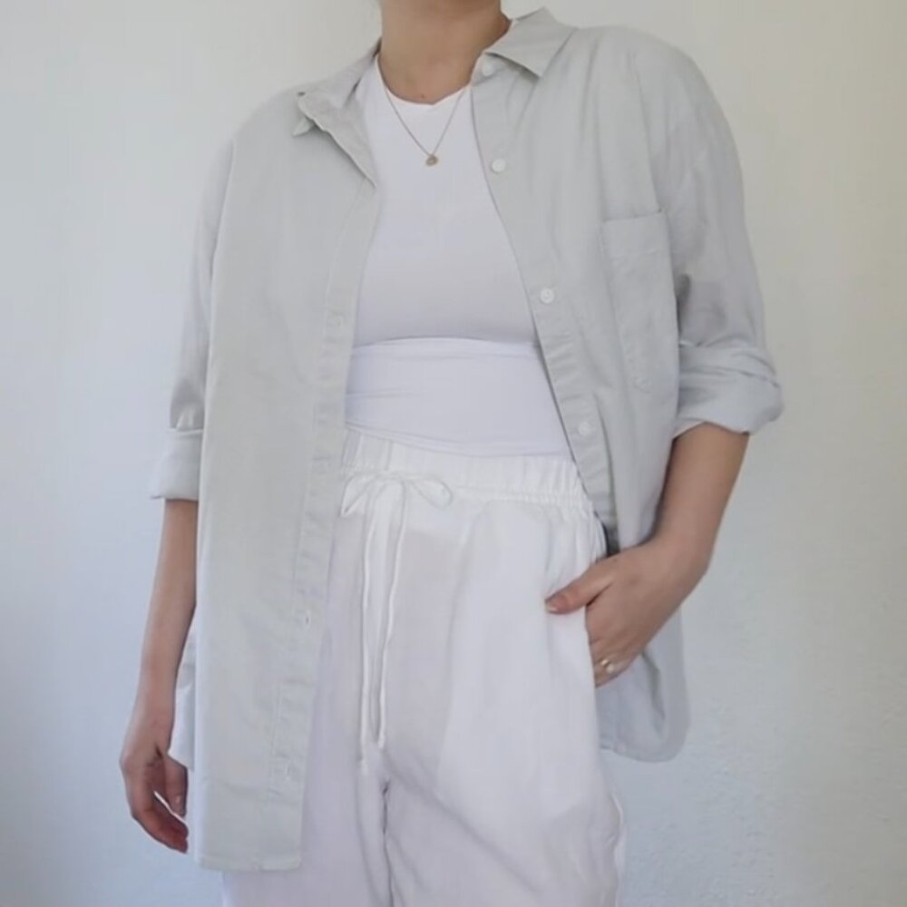 Cotton green stripe button up shirt
